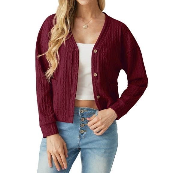 Cueply Womens Cardigan Sweaters Lightweight V Neck Long Sleeve Outfits with Pokets Fall Fashion Tops 2025 Clothing