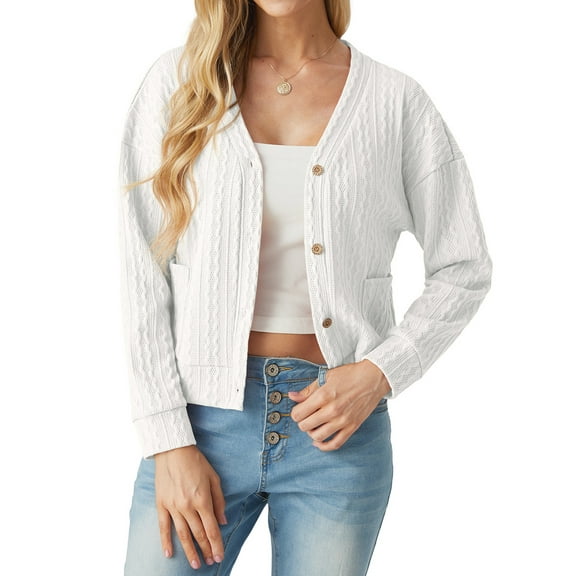 Cueply Womens Cardigan Sweaters Lightweight V Neck Long Sleeve Outfits with Pokets Fall Fashion Tops 2025 Clothing