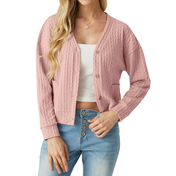 Cueply Womens Cardigan Sweaters Lightweight V Neck Long Sleeve Outfits with Pokets Fall Fashion Tops 2025 Clothing