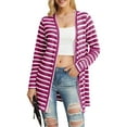 thumbnail image 1 of Cueply Womens Cardigan Long Sleeve lightweight Striped Open Front Casual Button Loose Knit Sweater, 1 of 6