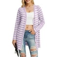 thumbnail image 1 of Cueply Womens Cardigan Long Sleeve lightweight Striped Open Front Casual Button Loose Knit Sweater, 1 of 6