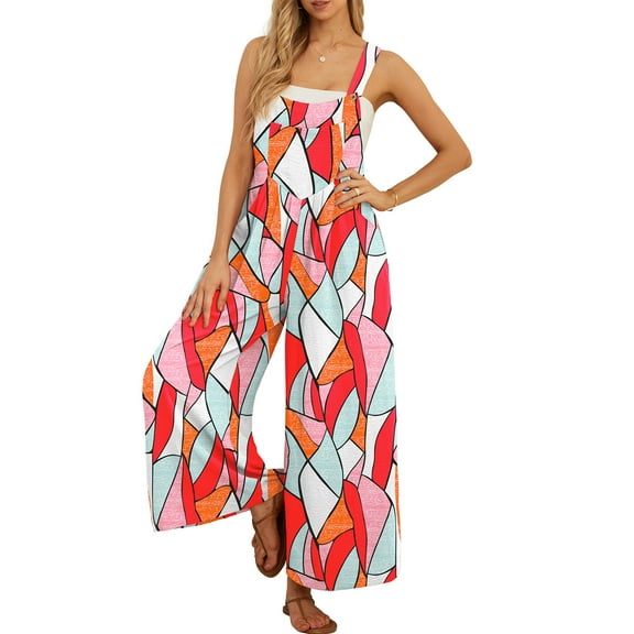 Cueply Women's Overalls Jumpsuits Casual Loose Adjustable Straps Wide Leg Long Pant with Pockets