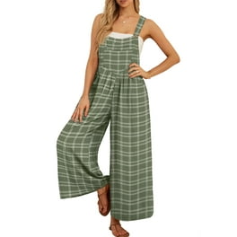 Casual Plaid Pocket U Neck Loose Jumpsuits Casual Plaid Pocket U Neck Loose Jumpsuits
