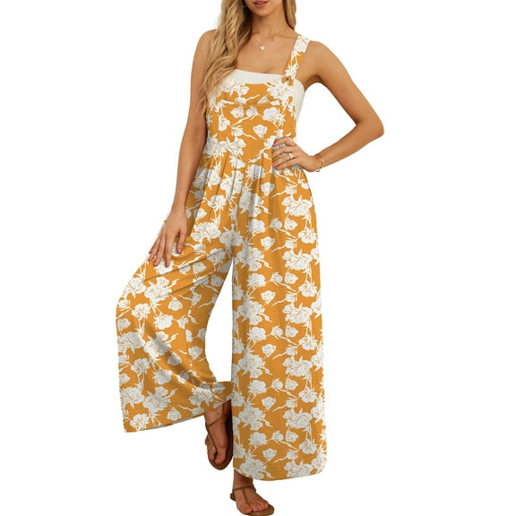 Cueply Women's Overalls Jumpsuits Casual Loose Adjustable Straps Wide Leg Long Pant with Pockets