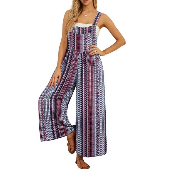 Cueply Women's Overalls Jumpsuits Casual Loose Adjustable Straps Wide Leg Long Pant with Pockets