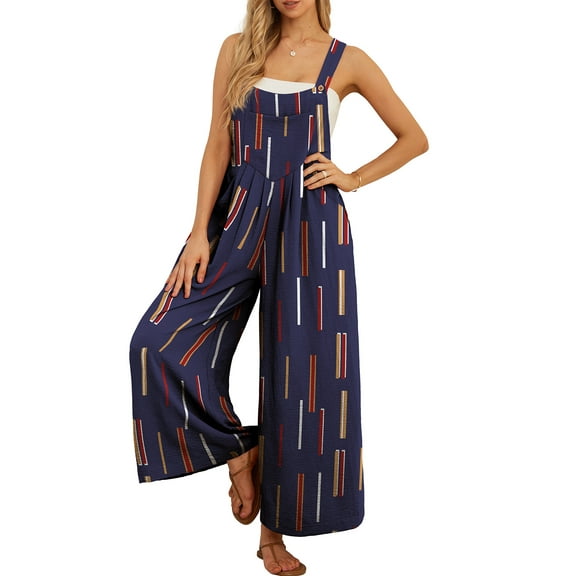 Cueply Women's Overalls Jumpsuits Casual Loose Adjustable Straps Wide Leg Long Pant with Pockets