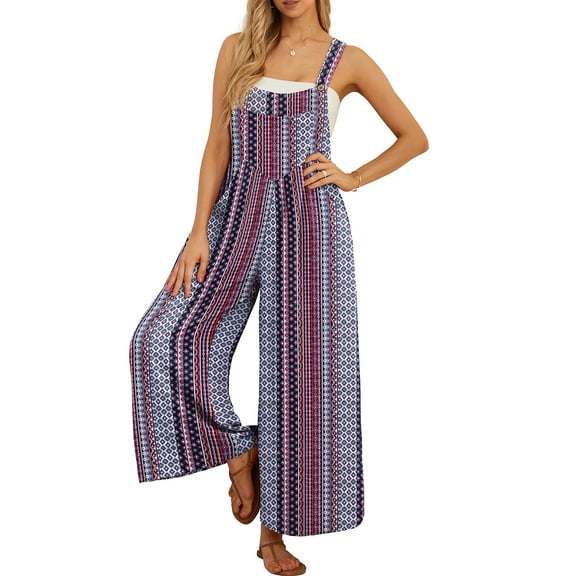 Cueply Women's Overalls Jumpsuits Casual Loose Adjustable Straps Wide Leg Long Pant with Pockets