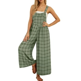 Casual Plaid Pocket U Neck Loose Jumpsuits Casual Plaid Pocket U Neck Loose Jumpsuits