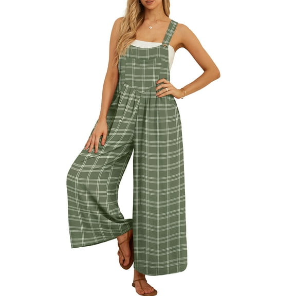 Cueply Women's Overalls Jumpsuits Casual Loose Adjustable Straps Wide Leg Long Pant with Pockets