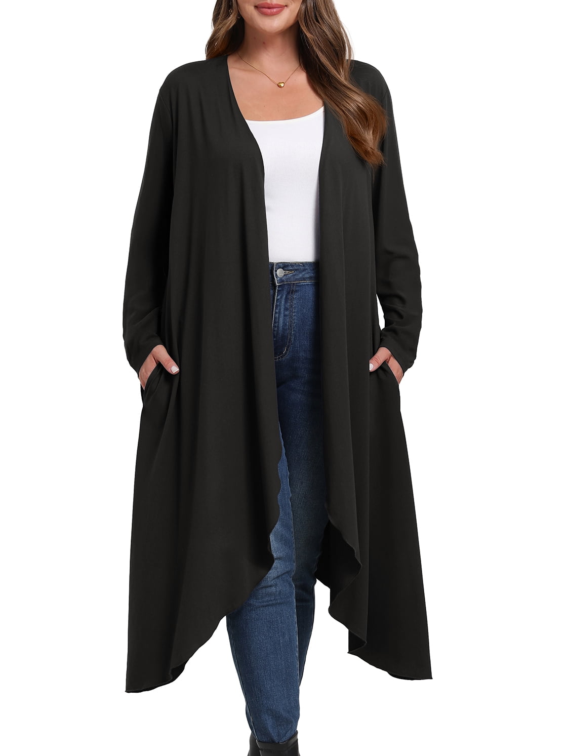 Cueply Women s Plus Size Sweater Long Sleeve Lightweight Cardigans Buttons Knited Casual Outwear Tops with Pockets 1X 4X