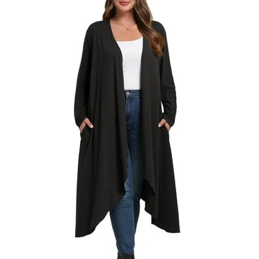 Cueply Women's Plus Size Cardigan Lightweight Long Sleeve Maxi Long Knitted Tops Open Front Sweater