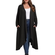 Cueply Women's Plus Size Cardigan Lightweight Long Sleeve Maxi Long Knitted Tops Open Front Sweater