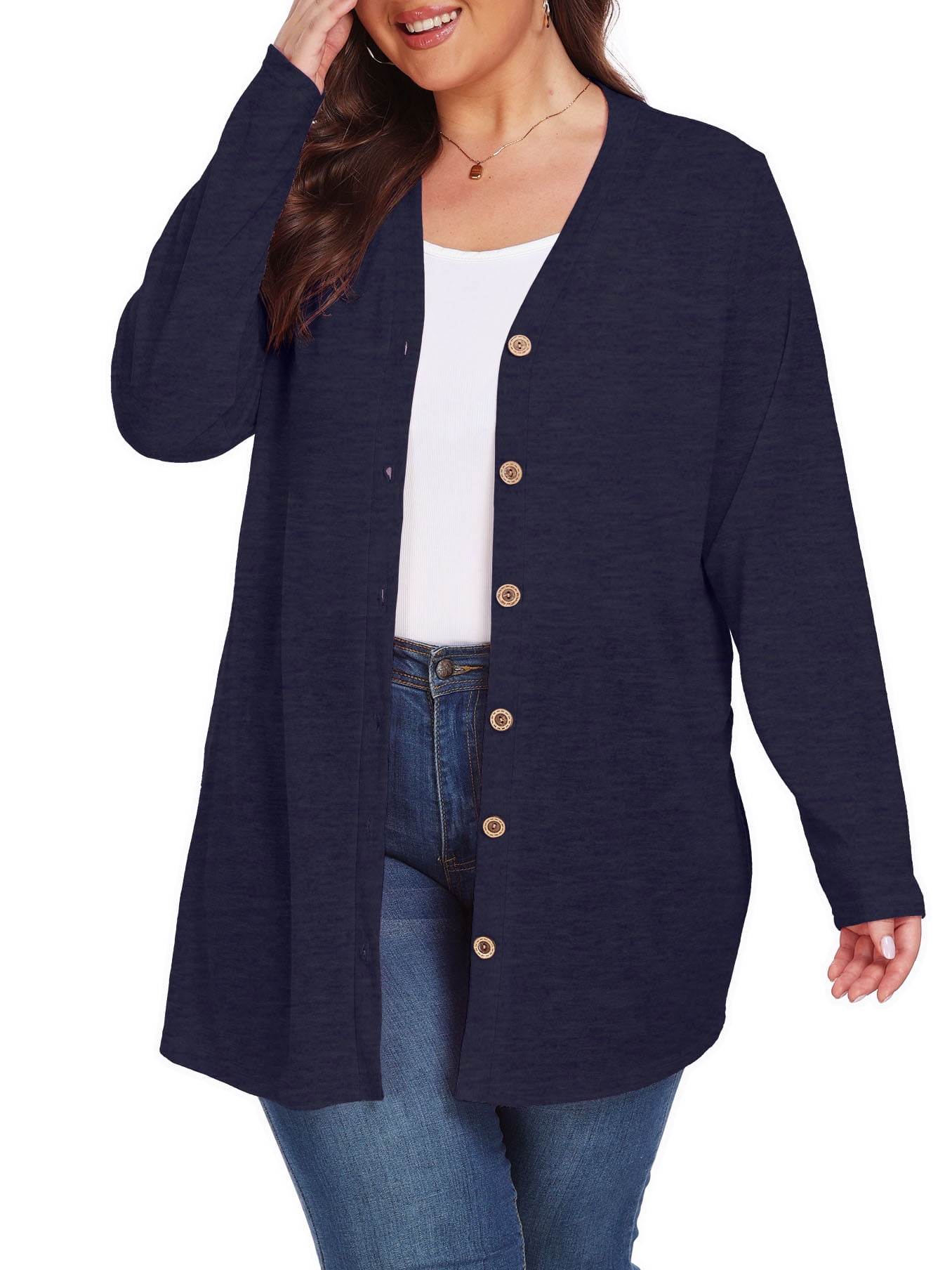 Cueply Women's Plus Size Cardigan Long Sleeve Lightweight Sheer Open