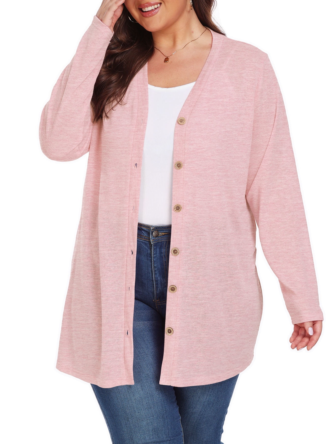 Cueply Women's Plus Size Cardigan Long Sleeve Lightweight Sheer Open