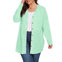 Cueply Women's Plus Size Cardigan Long Sleeve Lightweight Sheer Open Front Knited Cardigan 1X-4X