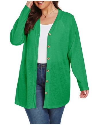 Plus size kelly green cardigan sales
