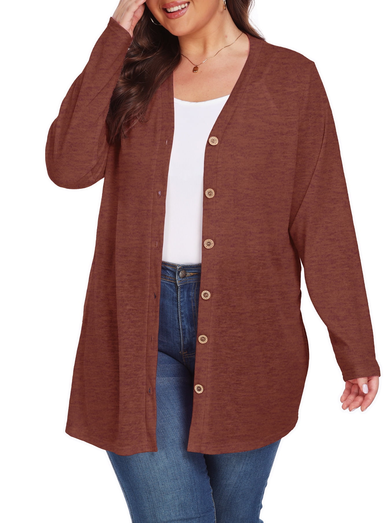 Spring Plus Size Cardigans Cueply Women's Plus Size Cardigan Long Sleeve Lightweight Sheer Open ...