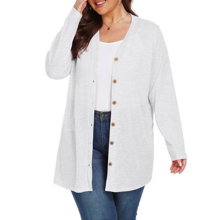 Cueply Women's Plus Size Open Front, Long Sleeve, Lightweight