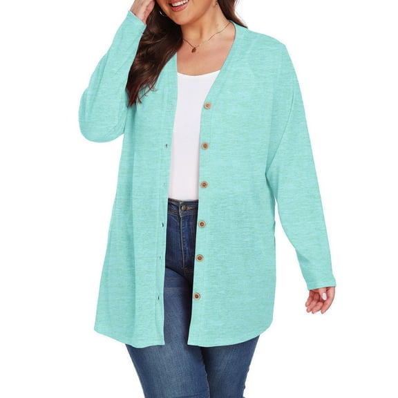 Cueply Women's Plus Size Cardigan Long Sleeve Lightweight Sheer Open Front Knited Cardigan 1X-4X