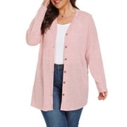 Cueply Women's Plus Size Cardigan Long Sleeve Lightweight Sheer Open Front Knited Cardigan 1X-4X