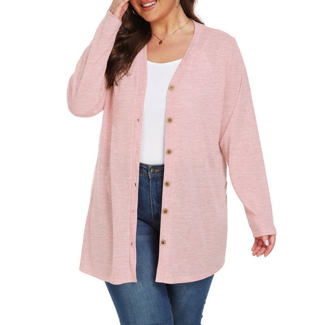 Cueply Womens Plus Size 1x 4x Cardigan Long Sleeve Lightweight Sheer Open Front Knitted 6486