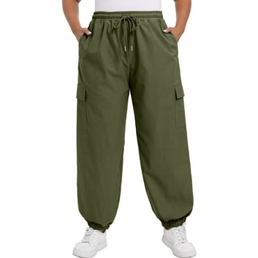 Cueply Women's Plus Size Cargo Pants with Pockets Casual Joggers Sweatpants Drawstring Adjustable Loose Fit Workout