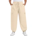 thumbnail image 1 of Cueply Women's Plus Size Cargo Pants with Pockets Casual Joggers Sweatpants Drawstring Adjustable Loose Fit Workout, 1 of 8