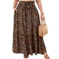 thumbnail image 1 of Cueply Women's Plus Size Casual High Waist Tie Front Long Skirts with Pockets Flowy Summer Pleated Tiered Elastic Skirt, 1 of 9