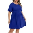 thumbnail image 1 of Cueply Women's Plus Size Dress Casual Summer Short Sleeve Crew Neck Loose Midi Dresses T-Shirt Swing Dress, 1 of 5