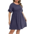 thumbnail image 1 of Cueply Women's Plus Size Dress Casual Summer Short Sleeve Crew Neck Loose Midi Dresses T-Shirt Swing Dress, 1 of 5