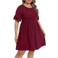 thumbnail image 1 of Cueply Women's Plus Size Dress Casual Summer Short Sleeve Crew Neck Loose Midi Dresses T-Shirt Swing Dress, 1 of 5