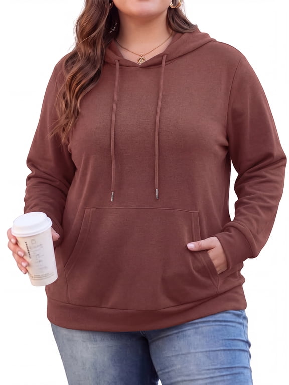 Women's Plus Size Hoodie Pullover Sweatshirt Long Sleeve Casual Hooded Sweatshirt with Kangaroo Pocket Fall Winter Tops