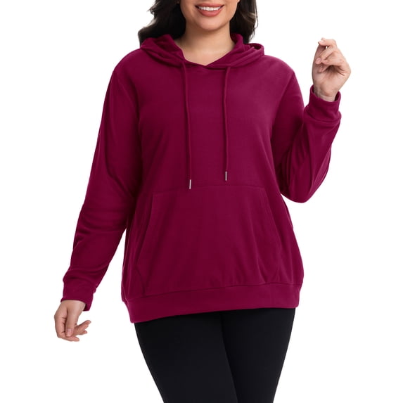 Cueply Women's Plus Size Hoodie Pullover Sweatshirt Long Sleeve Casual Hooded Sweatshirt with Kangaroo Pocket Fall Winter Tops