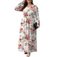 thumbnail image 1 of Cueply Women's Plus Size Maxi Dress Long Sleeve Crew Neck Empire Waist Casual Flowy Long Dresses for Women, 1 of 7