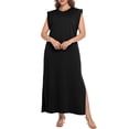 thumbnail image 1 of Cueply Women's Plus Size Maxi Dresses Casual Split Long Sleeveless Dress for Women with Pockets, 1 of 6