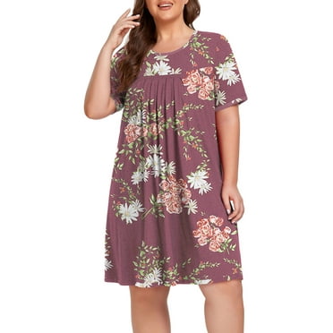 Ezi Women's Plus Cap Sleeve Floral Nightgown - Walmart.com