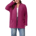 thumbnail image 1 of Cueply Women's Plus Size Open Front Cardigan Long Sleeve Ribbed Knit Lightweight Sweater Casual Outerwear with Pockets 1X-4X, 1 of 7