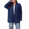 thumbnail image 1 of Cueply Women's Plus Size Open Front Cardigan Long Sleeve Ribbed Knit Lightweight Sweater Casual Outerwear with Pockets 1X-4X, 1 of 7