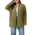 thumbnail image 1 of Cueply Women's Plus Size Open Front Cardigan Long Sleeve Ribbed Knit Lightweight Sweater Casual Outerwear with Pockets 1X-4X, 1 of 7