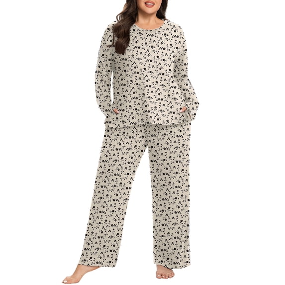 Cueply Women's Plus Size Pajama Set Long Sleeve Loungewear Long Pants Sleepwear Soft 2 Piece Pjs with Pockets