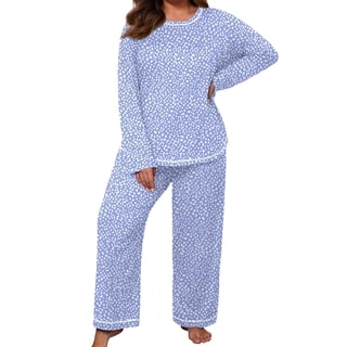 Cueply Women's Plus Size Pajama Set Long Sleeve Pjs Long Pants Sleepwear Two Piece Loungewear with Pockets