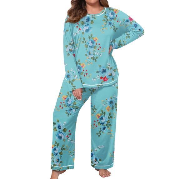 Cueply Women's Plus Size Pajama Set Long Sleeve Pjs Long Pants Sleepwear Two Piece Loungewear with Pockets