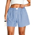 thumbnail image 1 of Cueply Women's Plus Size Plaid Shorts Cotton Button Gingham Lounge Shorts Summer Casual Beach Shorts with Pockets, 1 of 7
