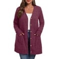 thumbnail image 1 of Cueply Women's Plus Size Sweater Long Sleeve Lightweight Cardigans Buttons Knited Casual Outwear Tops with Pockets 1X-4X, 1 of 9