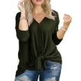 thumbnail image 1 of Cueply Women's Plus Size Tops Long Sleeve Shirts V Neck Blouses Button Down Tie Knot Tunic, 1 of 6