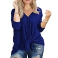 thumbnail image 1 of Cueply Women's Plus Size Tops Long Sleeve Shirts V Neck Blouses Button Down Tie Knot Tunic, 1 of 6