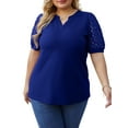 thumbnail image 1 of Cueply Women's Plus Size Tops Summer Short Sleeve Dressy Casual Blouse Shirts Waffle Knit Lace, 1 of 6