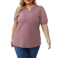 thumbnail image 1 of Cueply Women's Plus Size Tops Summer Short Sleeve Dressy Casual Blouse Shirts Waffle Knit Lace, 1 of 6