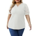 thumbnail image 1 of Cueply Women's Plus Size Tops Summer Short Sleeve Dressy Casual Blouse Shirts Waffle Knit Lace, 1 of 6
