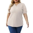 thumbnail image 1 of Cueply Women's Plus Size Tops Summer Short Sleeve Dressy Casual Blouse Shirts Waffle Knit Lace, 1 of 6